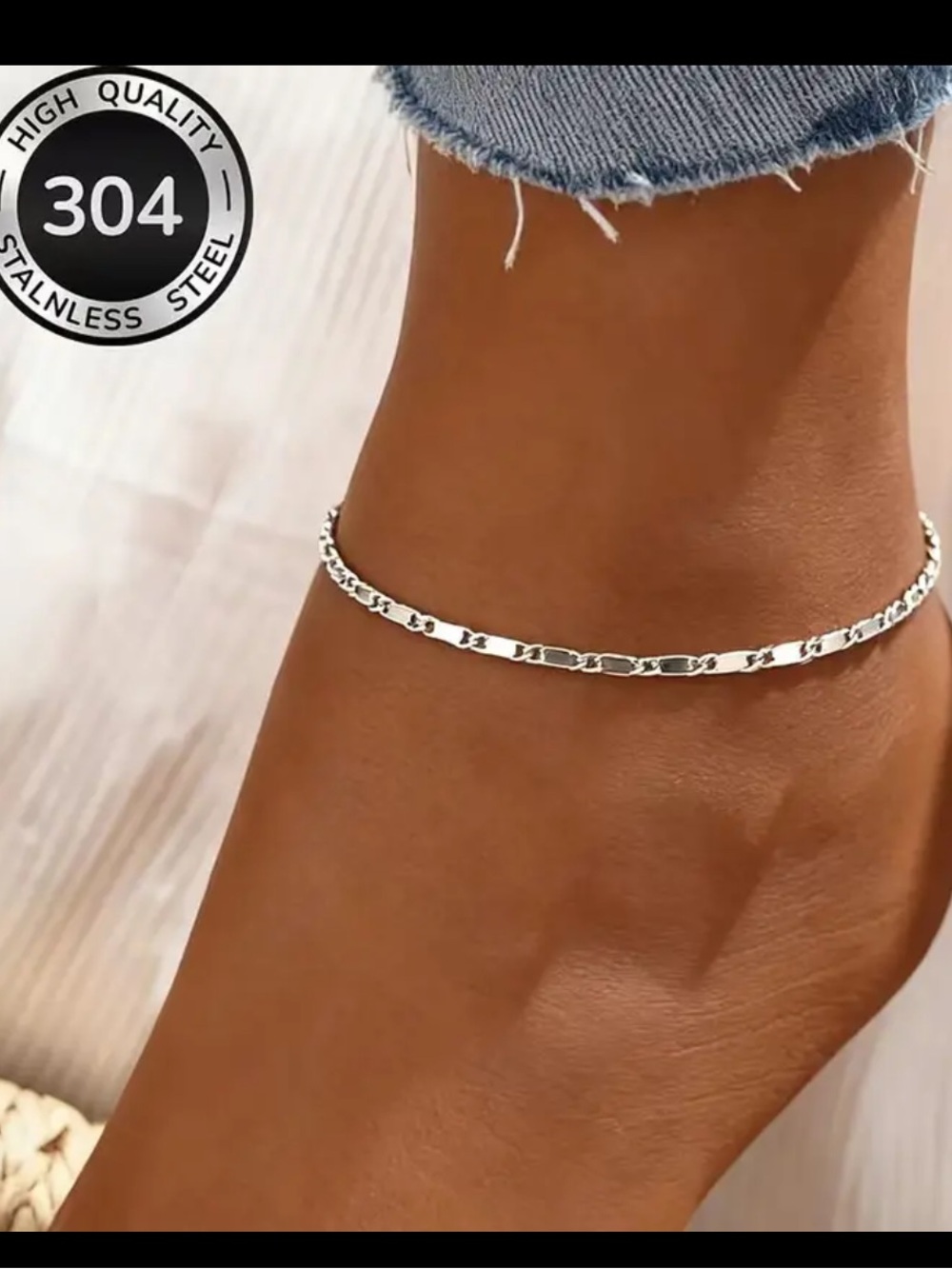 NWT Figaro Chain Anklet~ Stainless Steel (Silver)